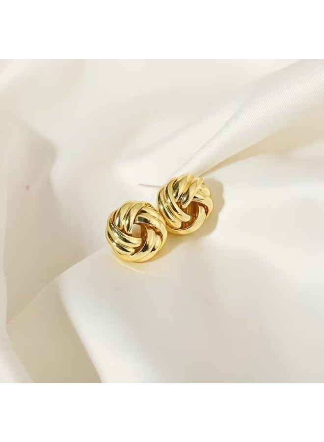 Ucanbe Minimalist Knot Stud Earrings, Small and Elegant Design, 1 Pair - Image 4
